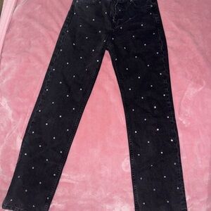 Mango Women's Straight-Fit Strass Jeans w Rhinestones Size 4